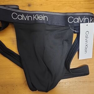 Calvin Klein Black Jockstrap with Logo Waistband XL